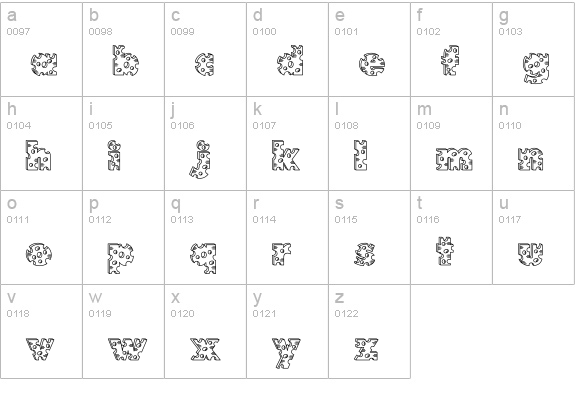 Accent Swiss Cheese lowercase a-z preview