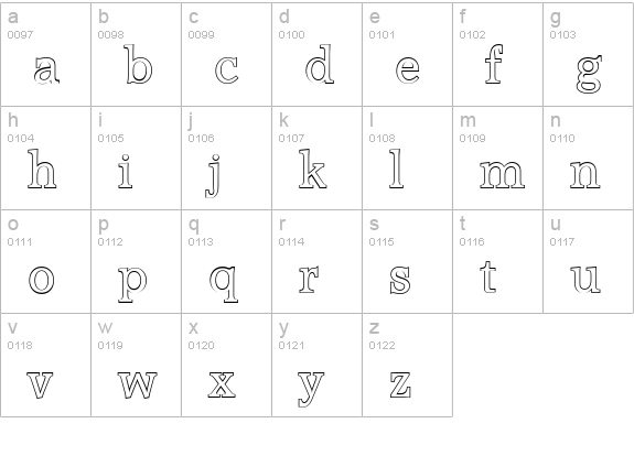 AccoladeOutline-Regular lowercase a-z preview