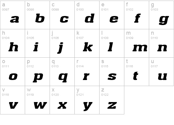 Ache Extended BoldItalic lowercase a-z preview