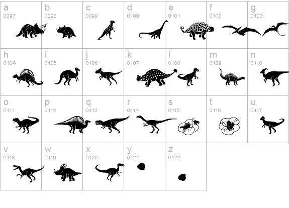 AcmeDinosaurs lowercase a-z preview