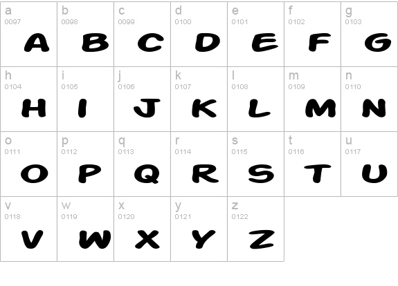 Action Man Extended Bold lowercase a-z preview