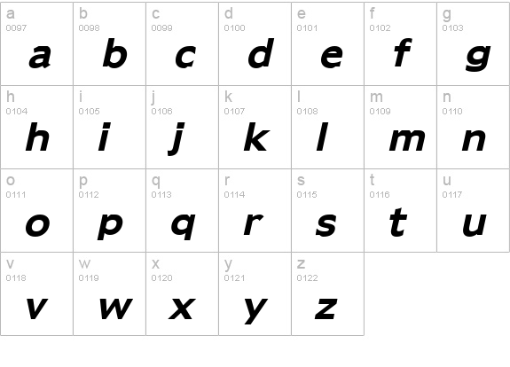 Adams Bold Italic lowercase a-z preview