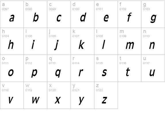 Adams Thin Italic lowercase a-z preview