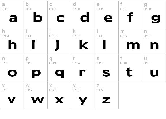 Adams Wide Bold lowercase a-z preview