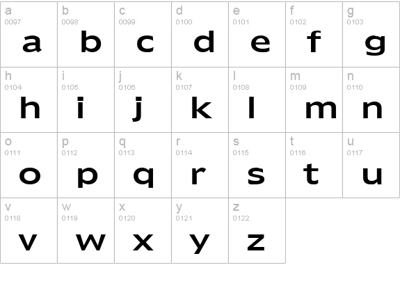 Adams Wide Normal lowercase a-z preview