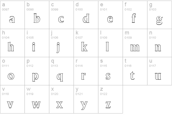 AdelonOutline-Bold lowercase a-z preview