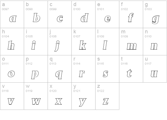 AdelonOutline-Heavy-Italic lowercase a-z preview