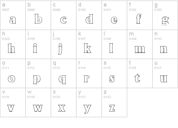 AdelonOutline-Heavy-Regular lowercase a-z preview