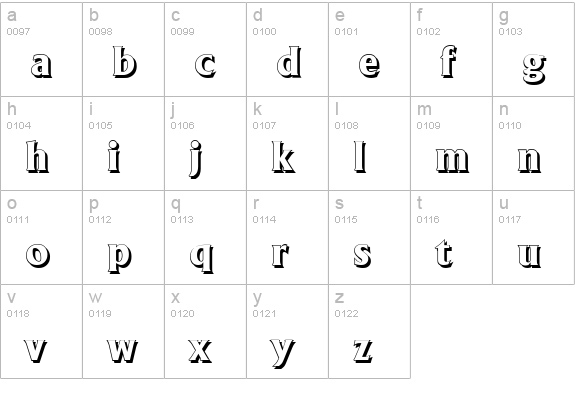 AdelonShadow-Xbold-Regular lowercase a-z preview