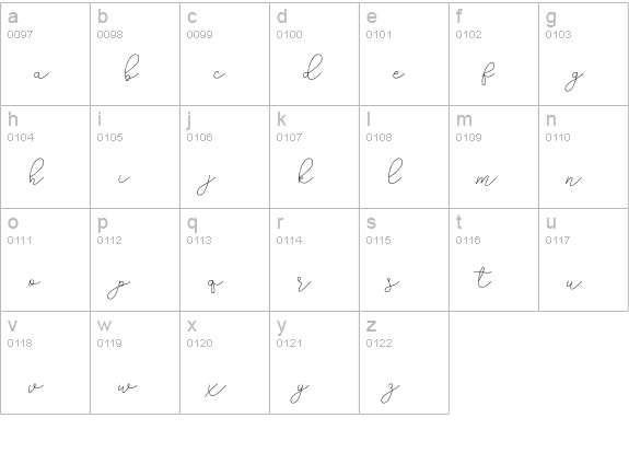 Adelya lowercase a-z preview