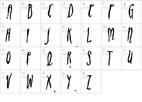 ADIstiLleRS Font Edgy lowercase a-z preview