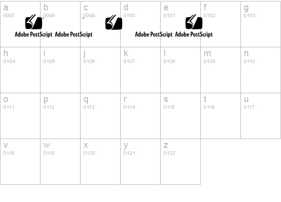 Adobe Corporate ID PostScript lowercase a-z preview