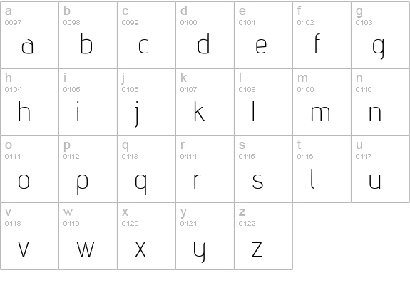 advent Extra Light lowercase a-z preview