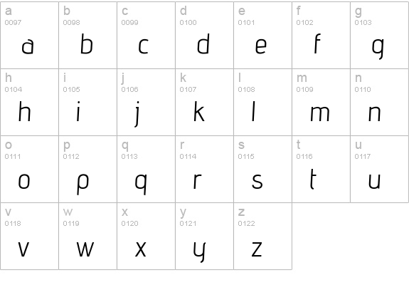 advent Oblique lowercase a-z preview