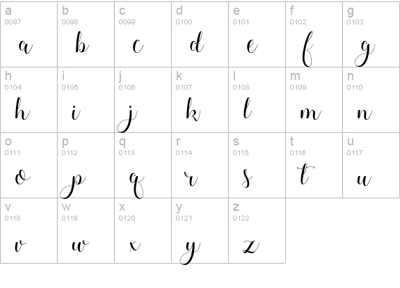 Adyana lowercase a-z preview
