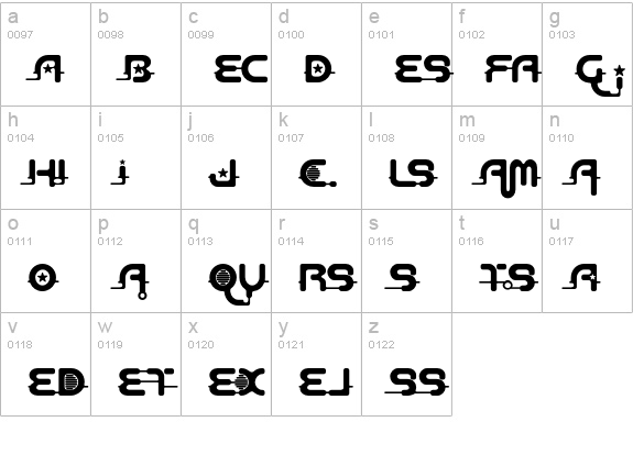AeosLigature lowercase a-z preview