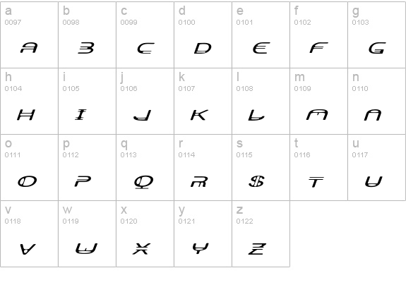 AeratorOblique lowercase a-z preview