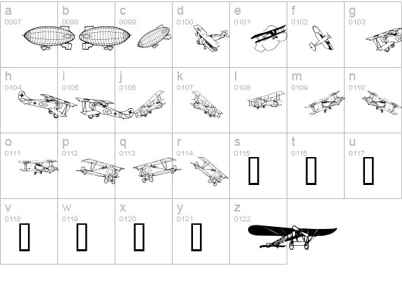 Aeroplanes lowercase a-z preview