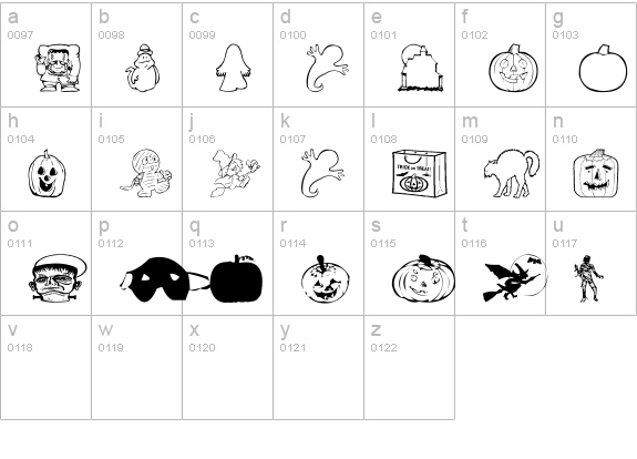 AEZ halloween dingbats lowercase a-z preview