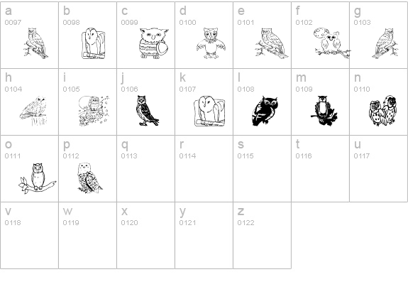 AEZ Owls for Traci lowercase a-z preview