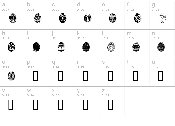 AfricanEggs lowercase a-z preview