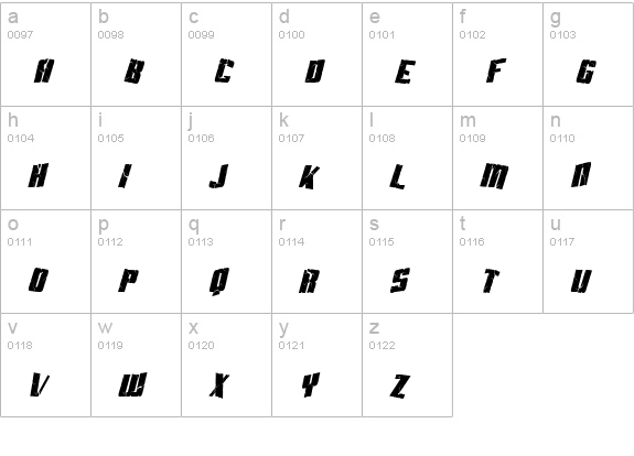 Aftershock Debris Condensed Italic lowercase a-z preview
