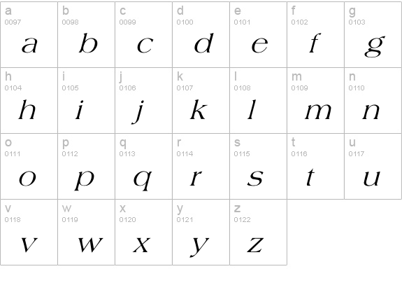 Agate Italic lowercase a-z preview