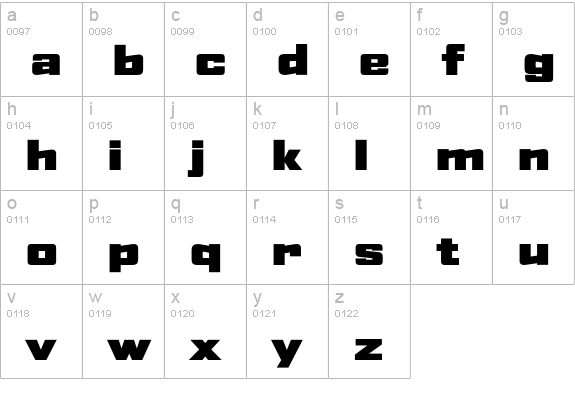 AgencyFB-BlackExtended lowercase a-z preview
