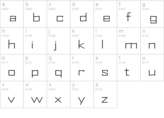 AgencyFB-LightExtended lowercase a-z preview
