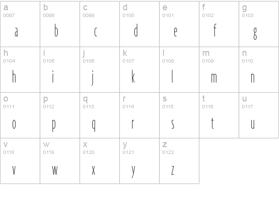 Agenda-ThinUltraCondensed lowercase a-z preview