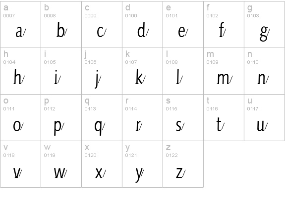 AidaSerifaShadow lowercase a-z preview