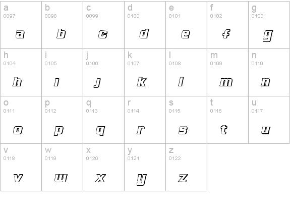 Air Millhouse Outline lowercase a-z preview