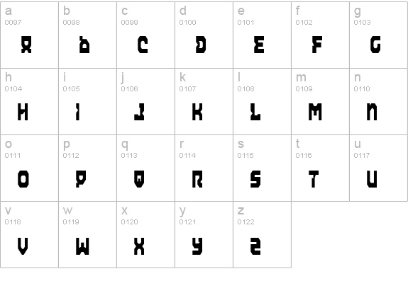 Airacobra Condensed lowercase a-z preview