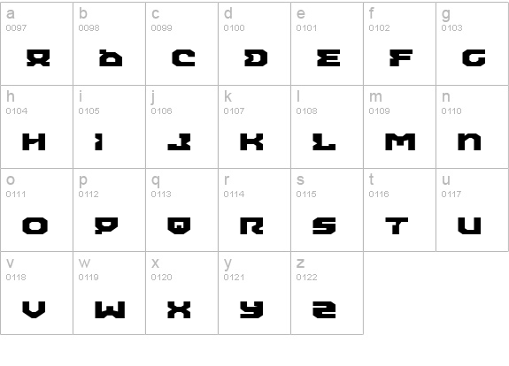 Airacobra Expanded lowercase a-z preview