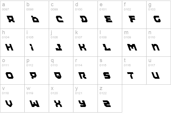 Airacobra Leftalic lowercase a-z preview