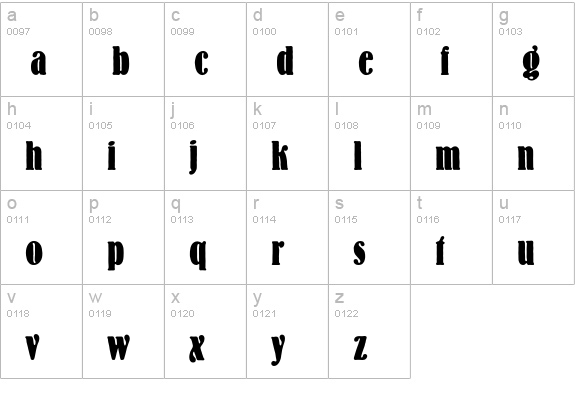 AkronBoldCondensed lowercase a-z preview
