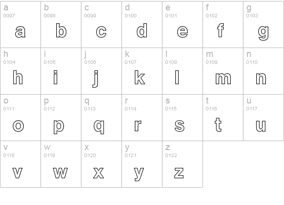 Akzidenz-Grotesk Medium Outline lowercase a-z preview