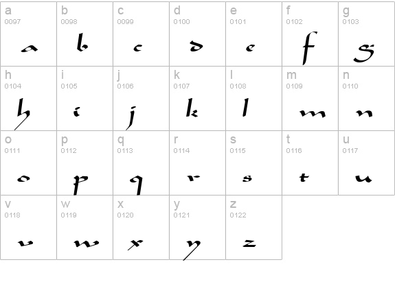 AladdinExpanded Regular lowercase a-z preview