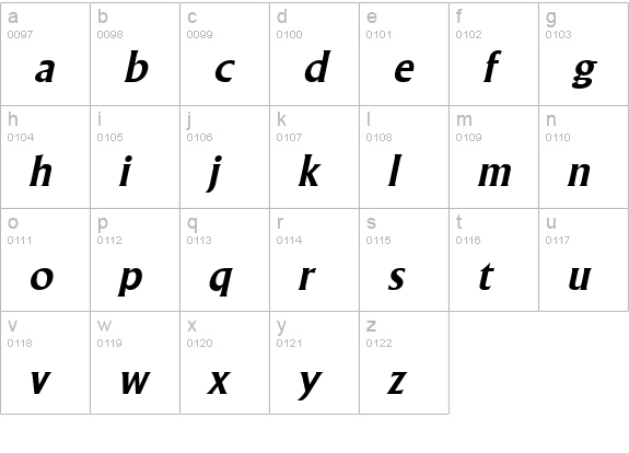 Alberta Bold Italic lowercase a-z preview
