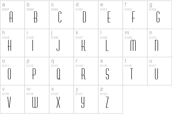 Aldous Vertical lowercase a-z preview