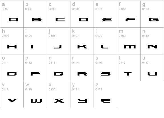 Alexis Expanded lowercase a-z preview