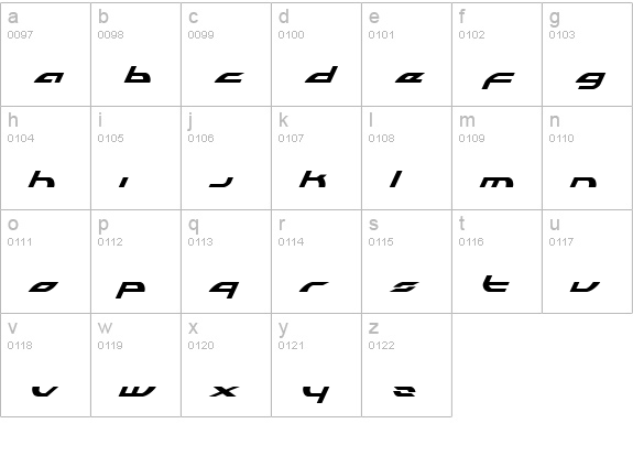 Alexis Lower Case Italic lowercase a-z preview