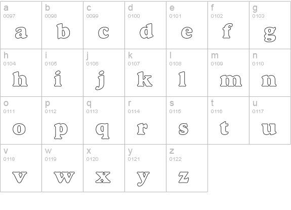Alfredo Heavy Hollow lowercase a-z preview