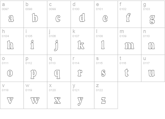 Alfredo Heavy Hollow Condensed lowercase a-z preview