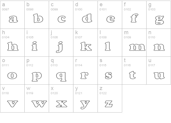 Alfredo Heavy Hollow Wide lowercase a-z preview