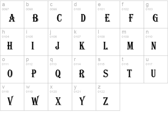 Algerian Condensed Std lowercase a-z preview