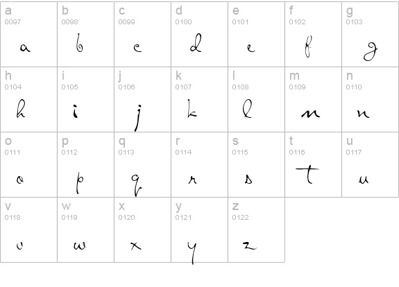 AlicoScriptSSK lowercase a-z preview