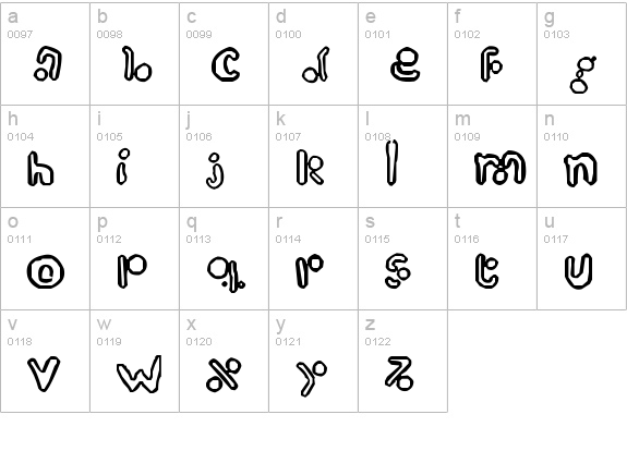 Alien Crops lowercase a-z preview