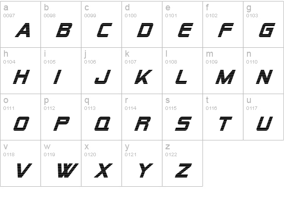 Alien Encounters Bold Italic lowercase a-z preview