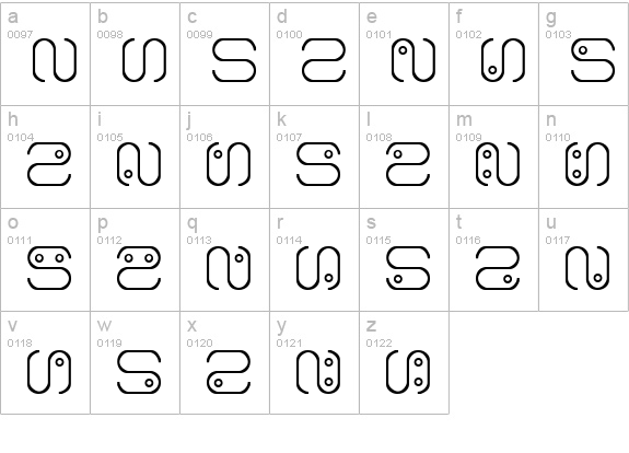 Alien Language lowercase a-z preview